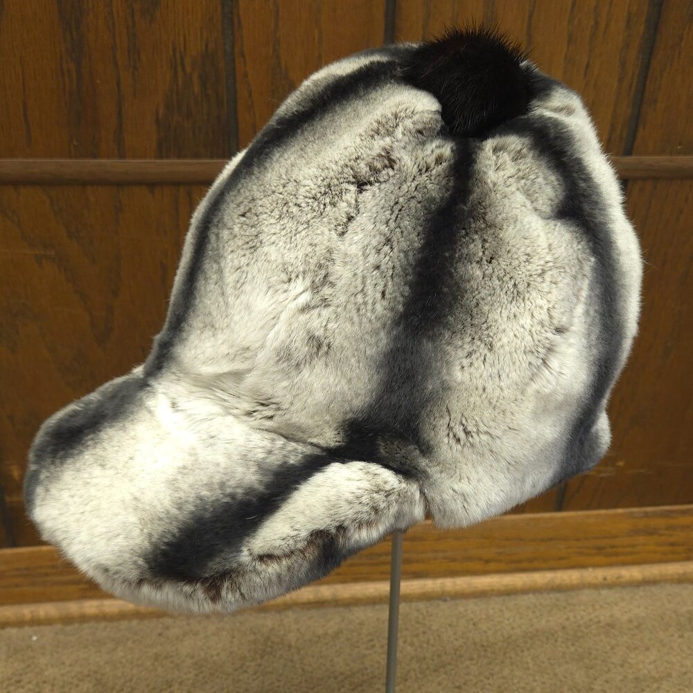 Chinchilla Rex Rabbit Fur Baseball Cap